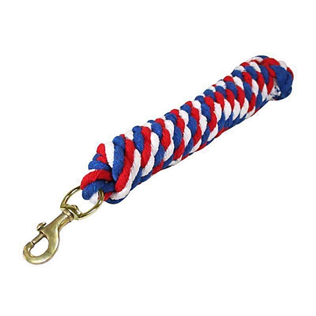 Derby Originals 10 ft. Patriotic Cotton Lead Rope with Brass Snap, Red/White/Blue