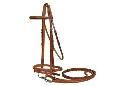 Paris Tack Square Raised Crown Padded Fancy-Stitched Bridle with Flash and Laced Reins