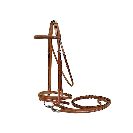 Paris Tack Square Raised Crown Padded Fancy-Stitched Bridle with Flash and Laced Reins
