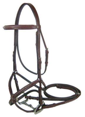 Paris Tack Round Raised Double Fancy-Stitched Bridle with Matching Laced Reins