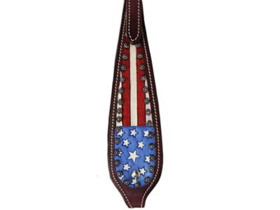 Image showing  Leather Patriotic Opulent Flag Browband Headstall with Reins
