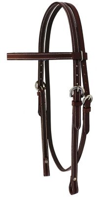 Image showing 1 th Tahoe Tack Leather Double-Stitched Flat Western Browband Headstall for Daily Use