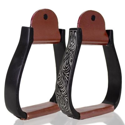 Tahoe Tack Adult Engraved Western Show Stirrups, Black