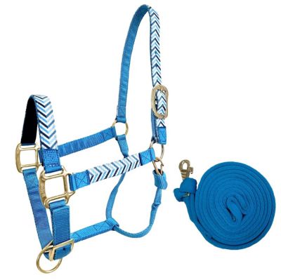 Derby Originals Nylon Tahoe Tack Patterned Adjustable Horse Halter with Padded Noseband and 10 ft. Lead Rope