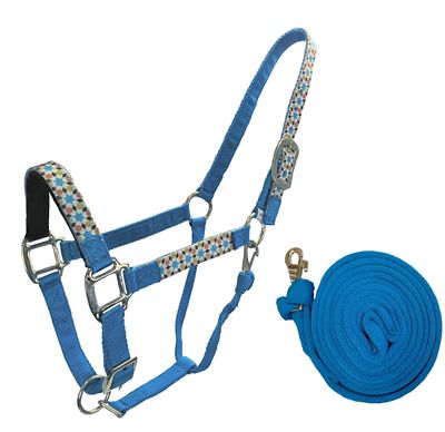 Image showing  Tahoe Tack Patterned Nylon Adjustable Horse Halter with Padded Noseband and 10 ft. Lead Rope