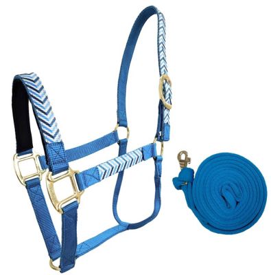 Derby Originals Nylon Tahoe Tack Patterned Horse Halter with Padded Noseband and Matching 10 ft. Lead Rope