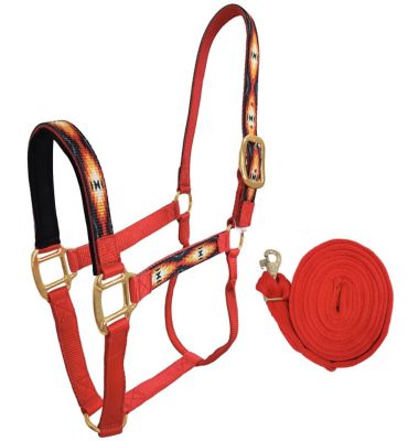 Image showing  Nylon Tahoe Tack Patterned Horse Halter with Padded Noseband and Matching 10 ft. Lead Rope