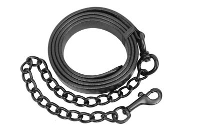 Image showing  Leather Round Rolled Show Halter for Cows with Lead, All Black