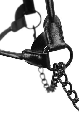 Image showing  Leather Round Rolled Show Halter for Cows with Lead, All Black