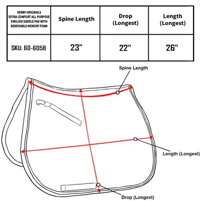 Image showing  Extra Comfort English Saddle Pad with Removable Memory Foam