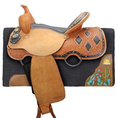 Image showing  Zara Cactus New Zealand Wool Western Saddle Blanket, 34 in. x 36 in.