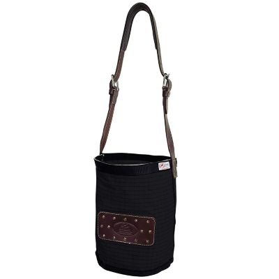 Image showing  24 oz. Canvas Feed Bag with Padded Leather Crown Strap for Safety and No-Spill Flap Design