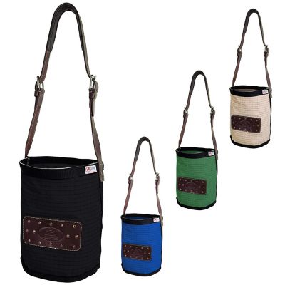 Derby Originals 24 oz. Canvas Feed Bag with Padded Leather Crown Strap for Safety and No-Spill Flap Design