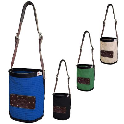 Derby Originals 24 oz. Canvas Feed Bag with Padded Leather Crown Strap for Safety and No-Spill Flap Design