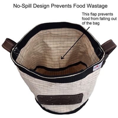 Image showing  24 oz. Canvas Feed Bag with Padded Leather Crown Strap for Safety and No-Spill Flap Design