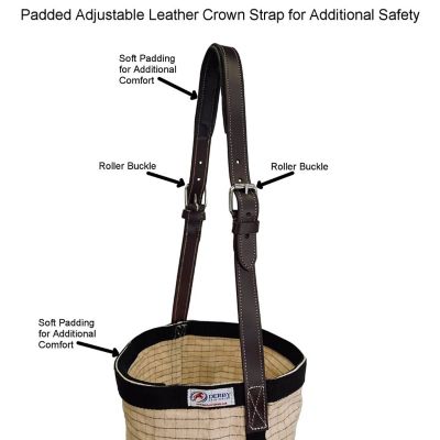 Image showing  24 oz. Canvas Feed Bag with Padded Leather Crown Strap for Safety and No-Spill Flap Design
