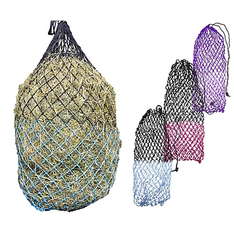 Derby Originals X-Large Cozi Net Slow Feed Soft Mesh Poly Rope Hanging Horse Hay Net, Magenta/Black