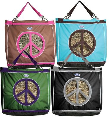 Derby Originals 4-5 Flake Reflective Top Load Hay Bags with Peace Sign Opening, Black 