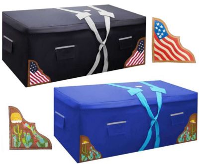 Paris Tack 1200D Large Nylon Bale Bag with Ventilation Windows and Hand-Tooled Patriotic Leather Accents