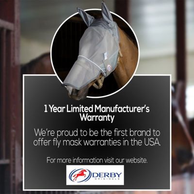 One Year Limited Manufacturers Warranty Multiple Colors and Sizes Derby Originals UV-Blocker Premium Reflective Safety Horse Fly Mask without Ears or Nose Cover 