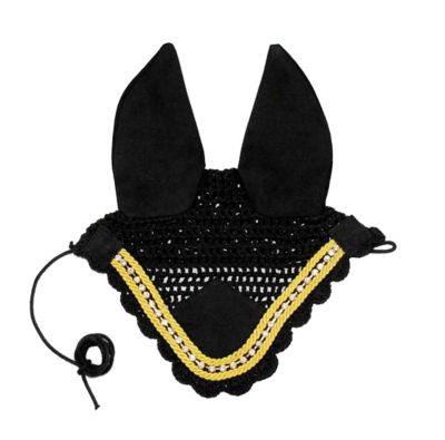 Image showing  Derby Originals Premium Show Crochet Horse Fly Veil Bonnet with Crystal Brow and Soft Knit Ears