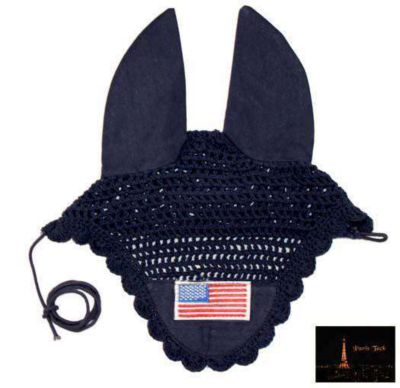 Image showing 1 th Paris Tack Derby Originals Patriotic Flag Crochet Horse Ear Net