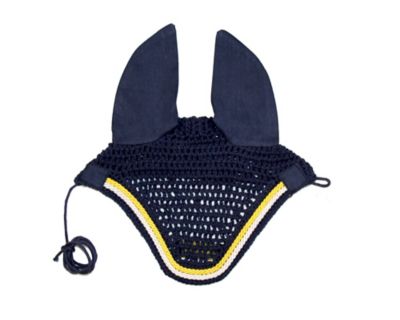 Image showing 1 th Paris Tack Crochet Horse Fly Veil Ear Bonnet with Gold Rope