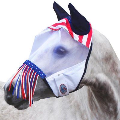 Image showing  Reflective Trim Horse Fly Mask with Ears and Fringes