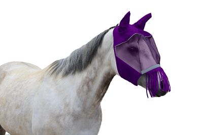 Image showing  Reflective Trim Horse Fly Mask with Ears and Fringes