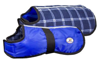 Image showing  Reversible All-Season Reflective Plaid Dog Coat with 150g Insulation, Blue