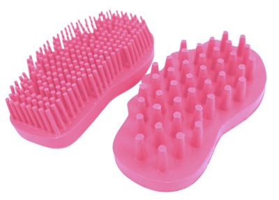 Image showing  Easy-Grip Rubber Horse Groomer and Cleaner Set, Large, Pink