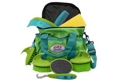 Image showing  9 pc. Premium Comfort Complete Horse Grooming Kit, Turquoise/Lime Green