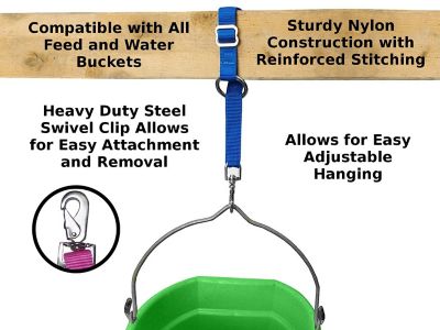 Image showing  Heavy-Duty Adjustable 30 in. Nylon Hanging Bucket Straps for Water and Feed Buckets, Olive