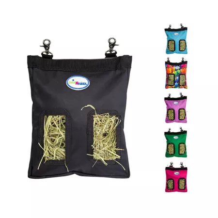 cuteNfuzzy 10-12 oz Easy Feed Small Hanging Hay Bag for Guinea Pigs and Rabbits Small Black Small Animal Feeders