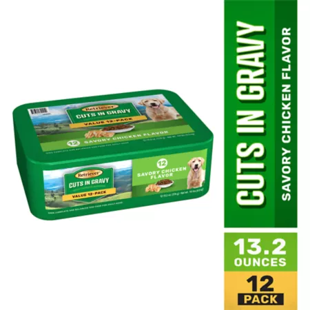 Retriever Adult Savory Chicken Flavor Cuts in Sauce Wet Dog Food 13.2 oz Pack of 12 Cans Wet Dog Food