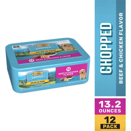 Retriever Puppy Chopped Wet Food Variety Pack Beef & Chicken Flavor 13.2 oz 12 Can Pack Wet Dog Food