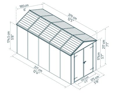 Image showing 8 th Canopia by Palram 6 ft. x 12 ft. Rubicon Shed, Gray