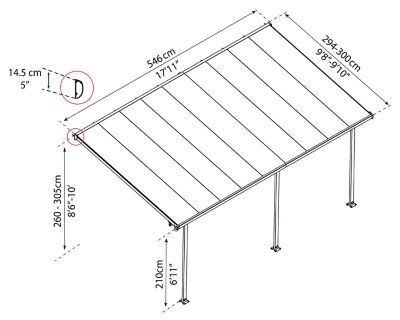 Image showing  10 ft. x 18 ft. Feria Patio Cover, Gray