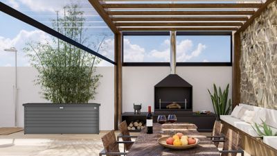 Image showing 6 th Biohort 210 gal. Leisure Time Steel Deck Storage Box, Dark Gray Metallic