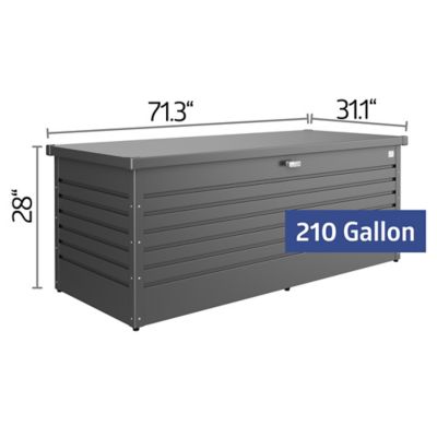 Image showing 9 th Biohort 210 gal. Leisure Time Steel Deck Storage Box, Dark Gray Metallic