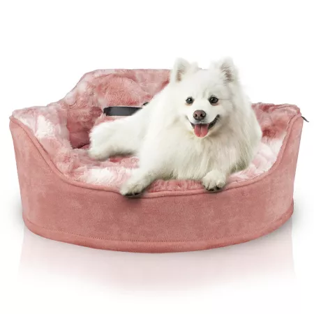 Precious Tails Faux Fur Pet Bed with Plush Bone Pillow Bolster Dog Beds