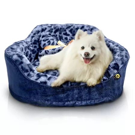 Precious Tails Leopard Fur Lined Princess Pet Bed Bolster Dog Beds