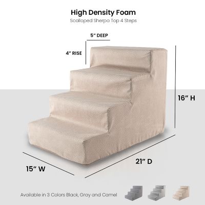 Image showing  4-Step Herringbone High-Density Foam Dog Stairs for Dogs Up to 30 lb.