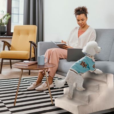 Image showing 5 th Precious Tails 4-Step Herringbone High-Density Foam Dog Stairs for Dogs Up to 30 lb.