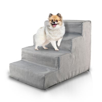 Precious Tails Herringbone High-Density Foam 4-Step Pet Dog Stairs