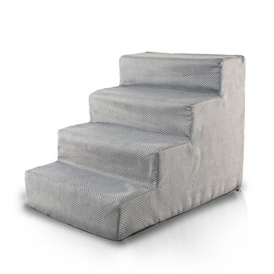 Image showing 7 th Precious Tails 4-Step Herringbone High-Density Foam Dog Stairs for Dogs Up to 30 lb.