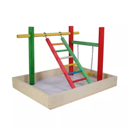 Penn-Plax Colorful Wooden Bird Playhouse Pet Bird Play Stands