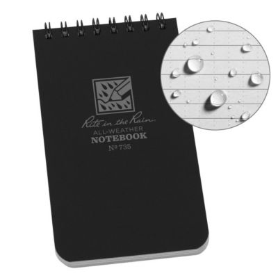 Rite in the Rain All-Weather 3x5 Top Spiral Notebook, Black