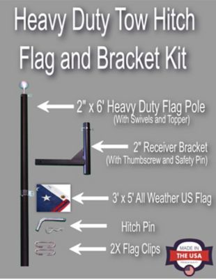 Image showing  2 in. Truck Hitch with 6 ft. Pole and 3 ft. x 5 ft. USA Flag