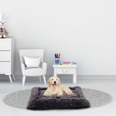 Image showing  Details Pet Bed Mat, Plush Eyelash Faux Fur Calming Blanket Carpet Rug Mattress for Cats and Dogs